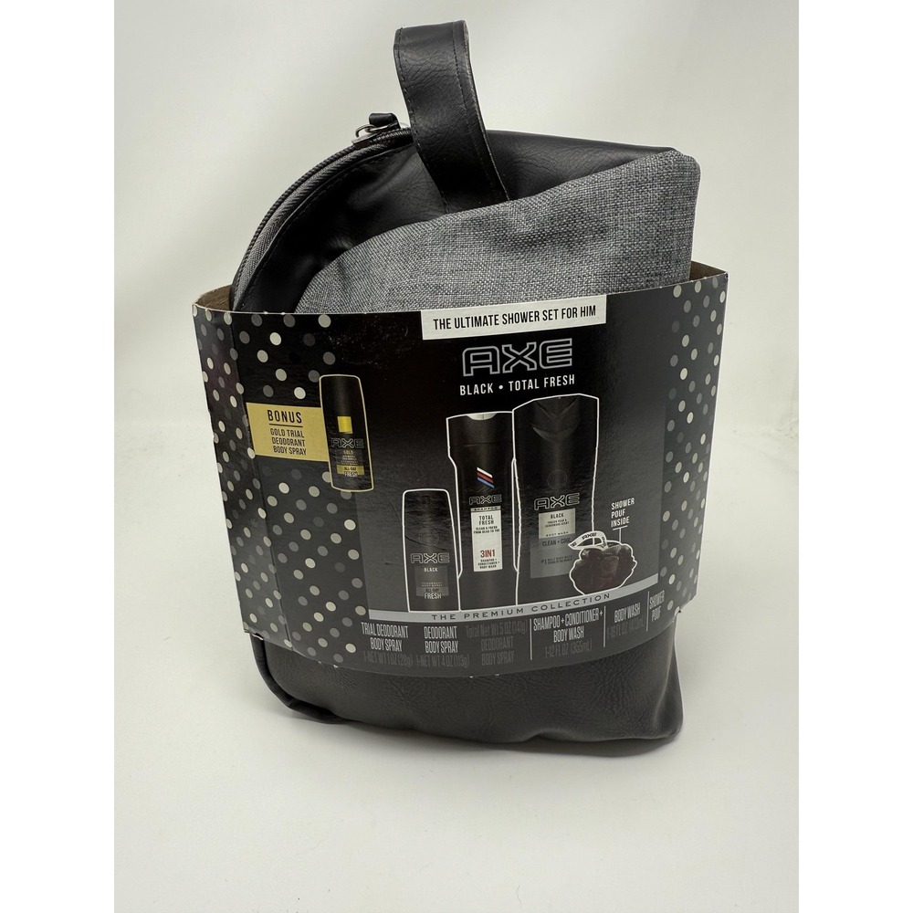 AXE Black Total Fresh Ultimate Shower Gift Set‎ For Him Deodorant Body Wash Bag